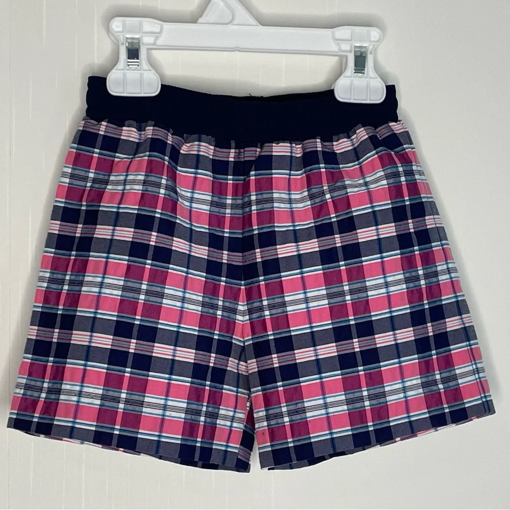 Florence Eiseman Boys Seersucker Plaid Swim Trunks Navy Pink 2T